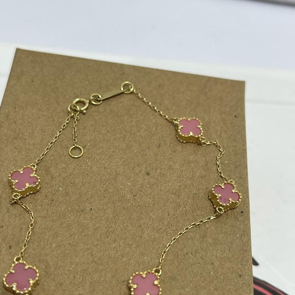 18 k Pink Clover Bracelet, size 7-7.5 . - Picture 6 of 14